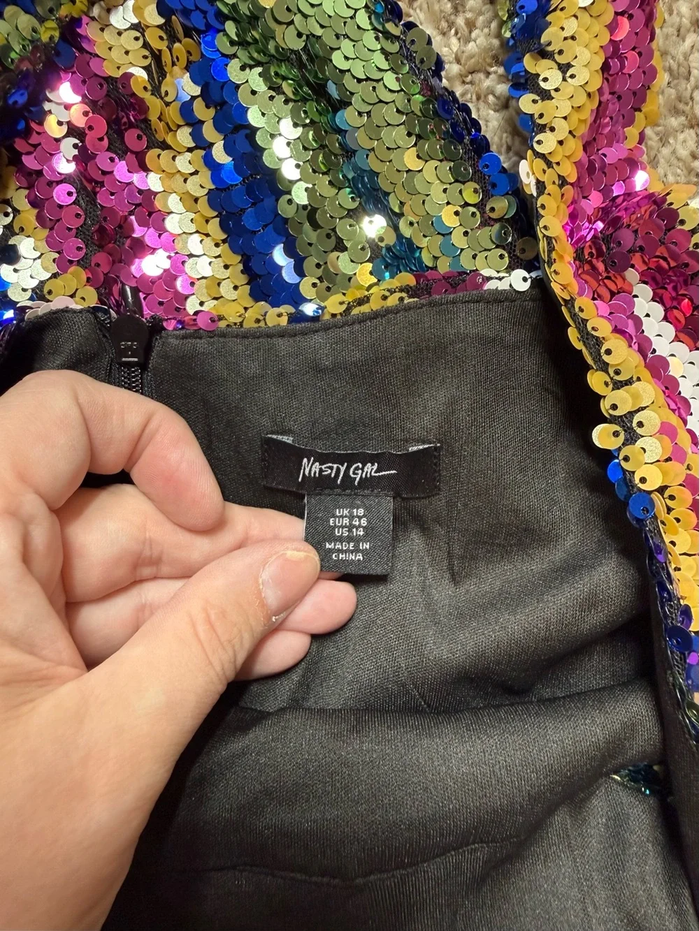 Nasty Gal Rainbow Halter Cut Out Sequin Jumpsuit - Picture 5 of 6